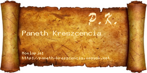 Paneth Kreszcencia névjegykártya